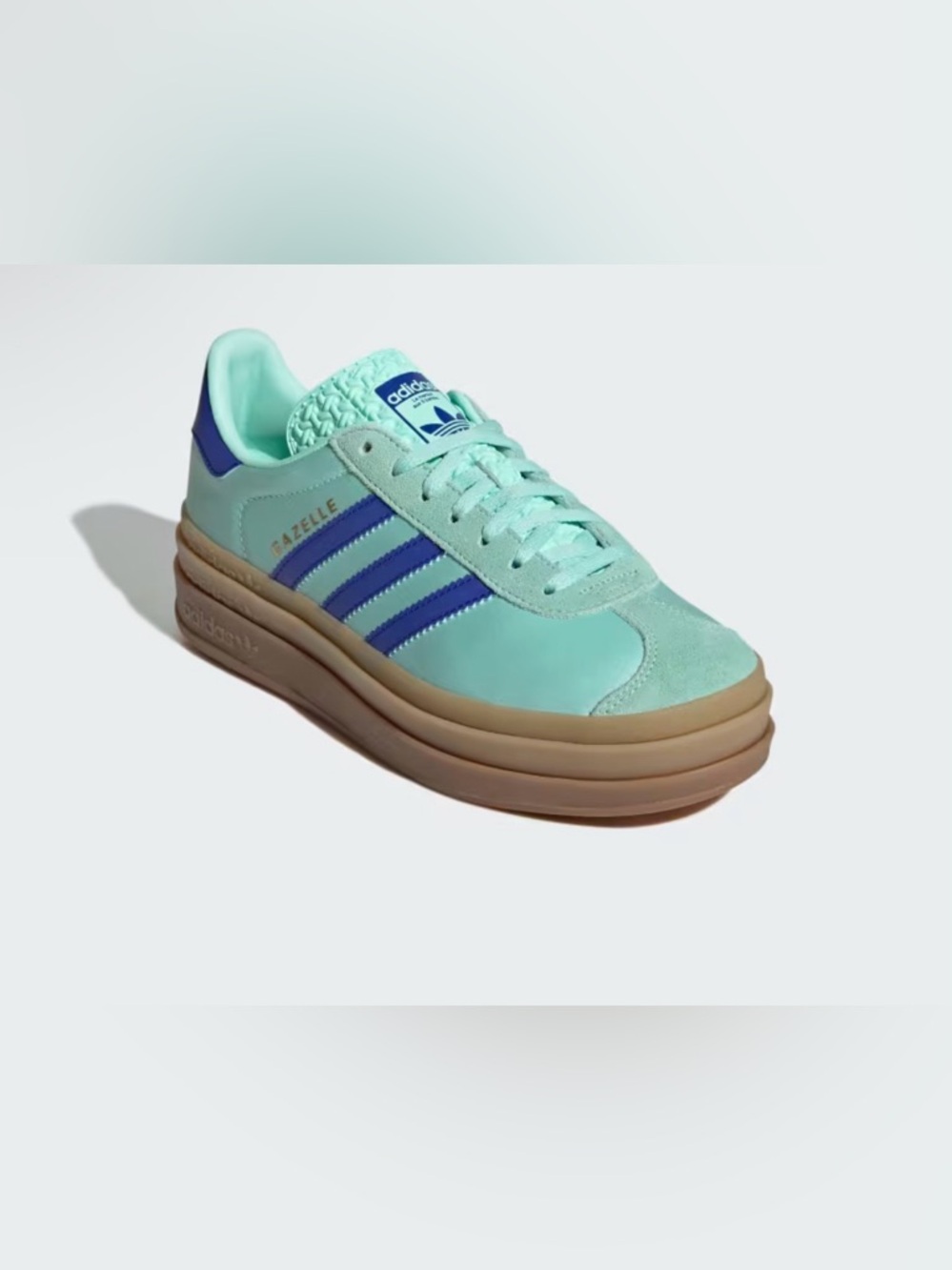 SOLD OUT ON WEBSITE adidas gazelle bold Mint Green Sneakers Blue Stripe Gum Sole